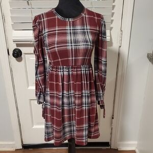 Knitworks Plaid Long Sleeve Dress